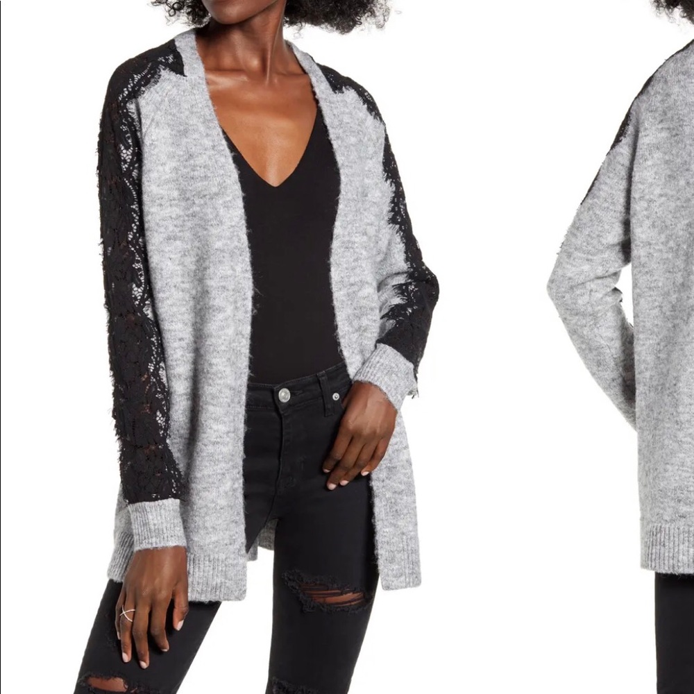 Vera Moda Lace - Sleeve Open Cardigan Sweater
